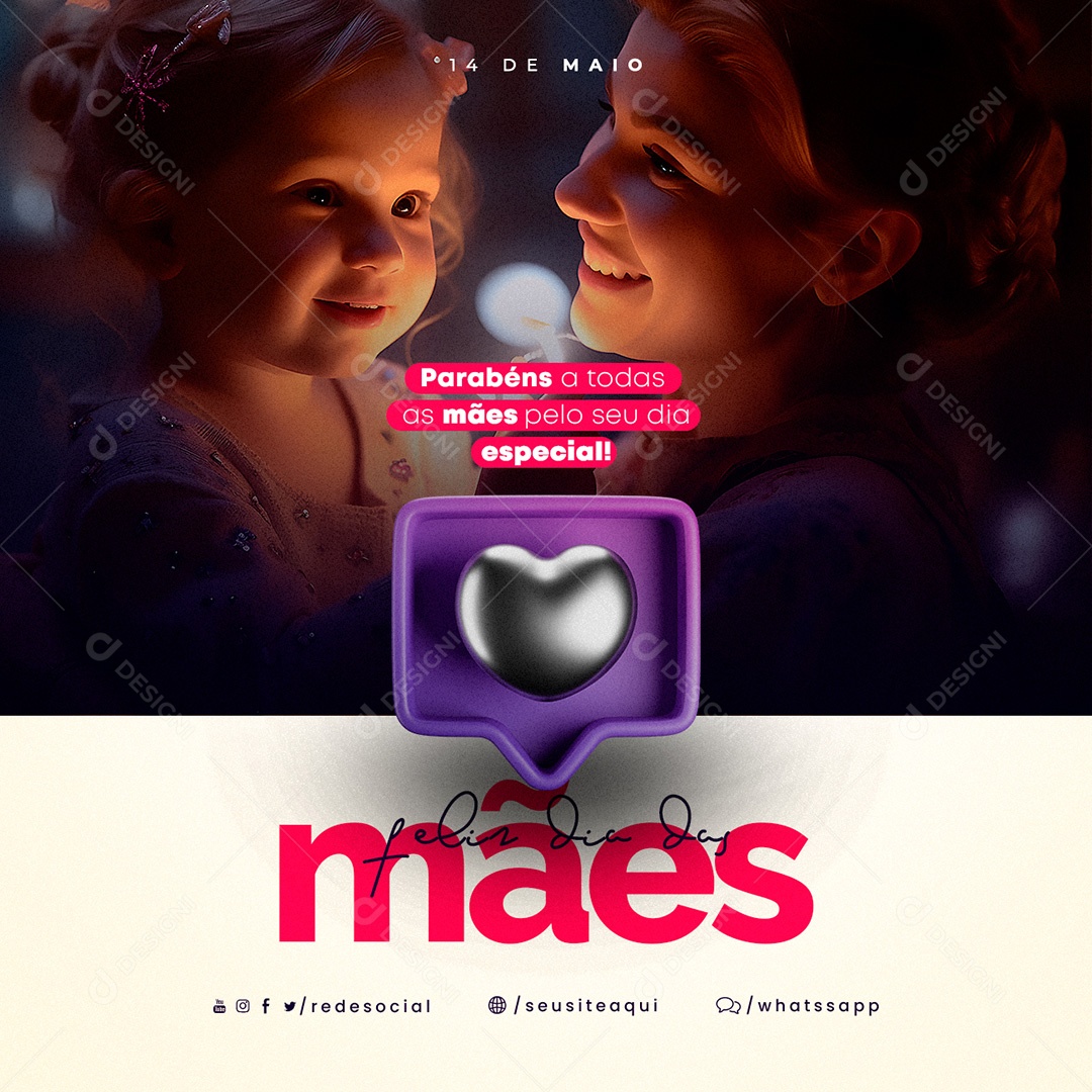 Parabéns A Todas As Mães Pelo Seu Dia Especial Feliz Dia Das Mães Social Media PSD Editável