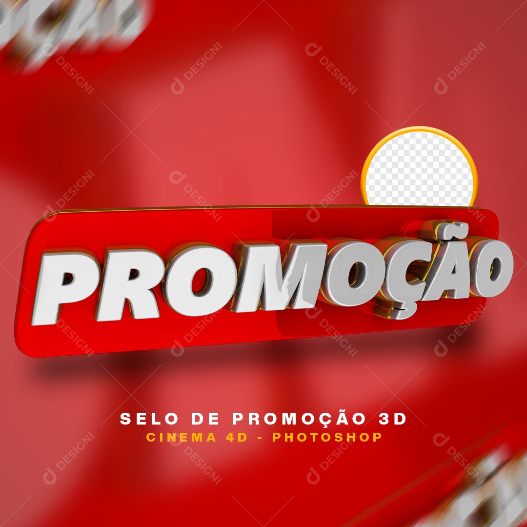 Selo 3D Promoção Vermelho PSD Editavel