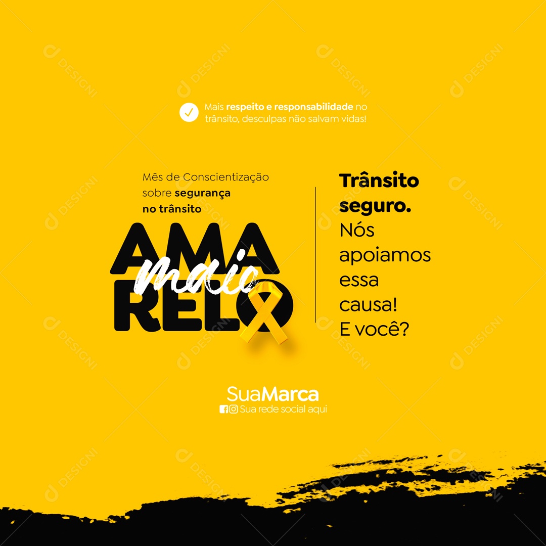 Maio Amarelo Mês de Conscientização Para Redução de Acidentes de Trânsito Social Media PSD Editável
