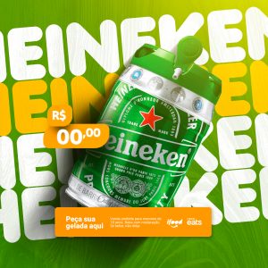 Peça sua Gelada Aqui Cerveja Heineken Distribuidora de Bebidas Social Media PSD Editável