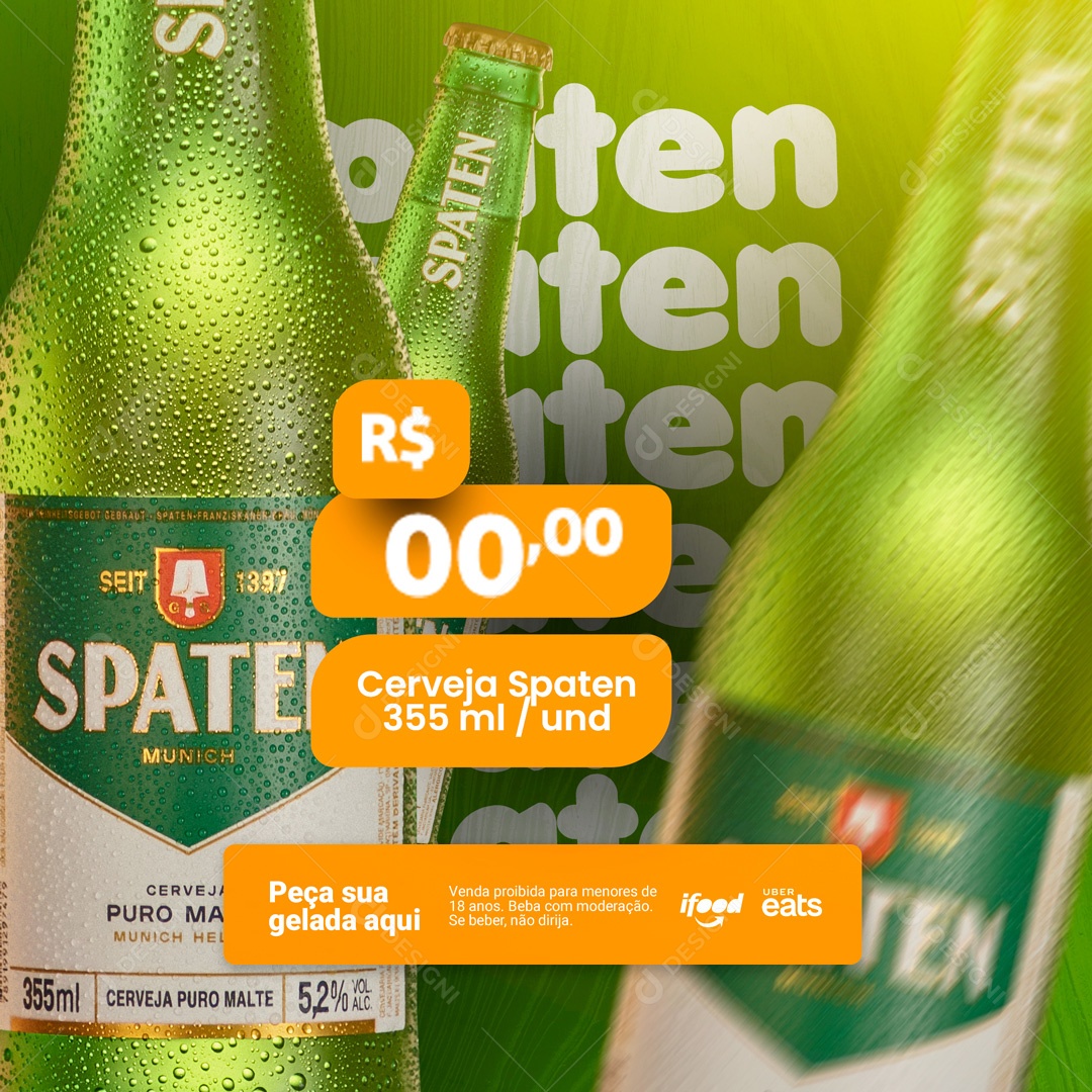 Peça Sua Gelada Aqui Cerveja Spaten Social Media PSD Editável