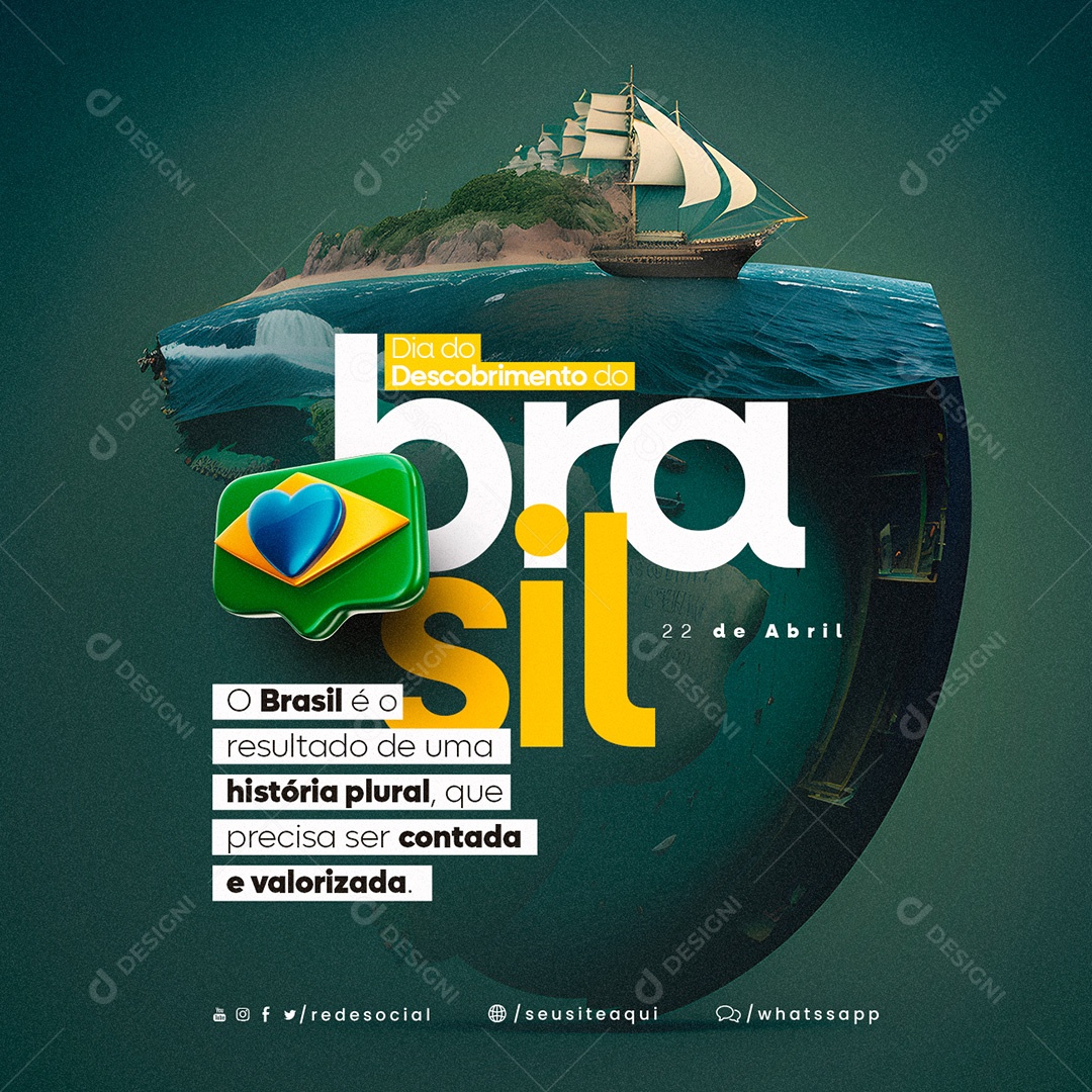 O Brasil É O Resultado De Uma História Plural Dia Do Descobrimento Do Brasil Social Media PSD Editável