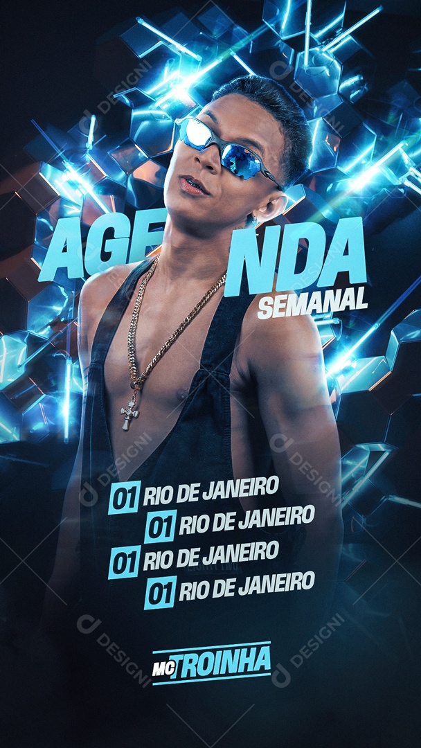 Social Media Flyer Evento Agenda Semanal  MC Troinha PSD Editável