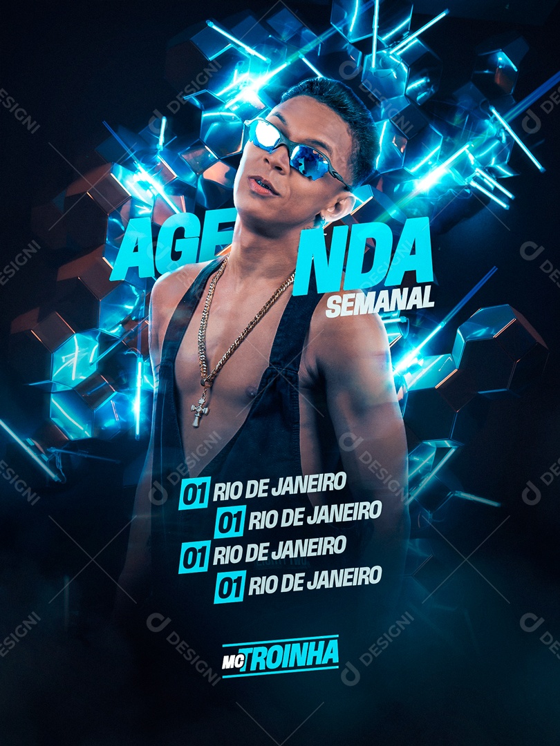 Social Media Flyer Evento Agenda Semanal  MC Troinha PSD Editável