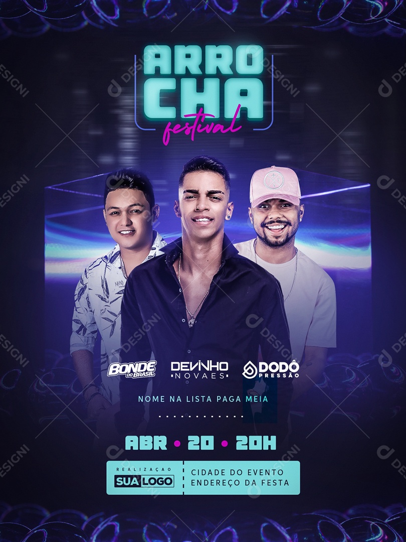 Social Media Flyer Evento Arrocha Festival PSD Editável