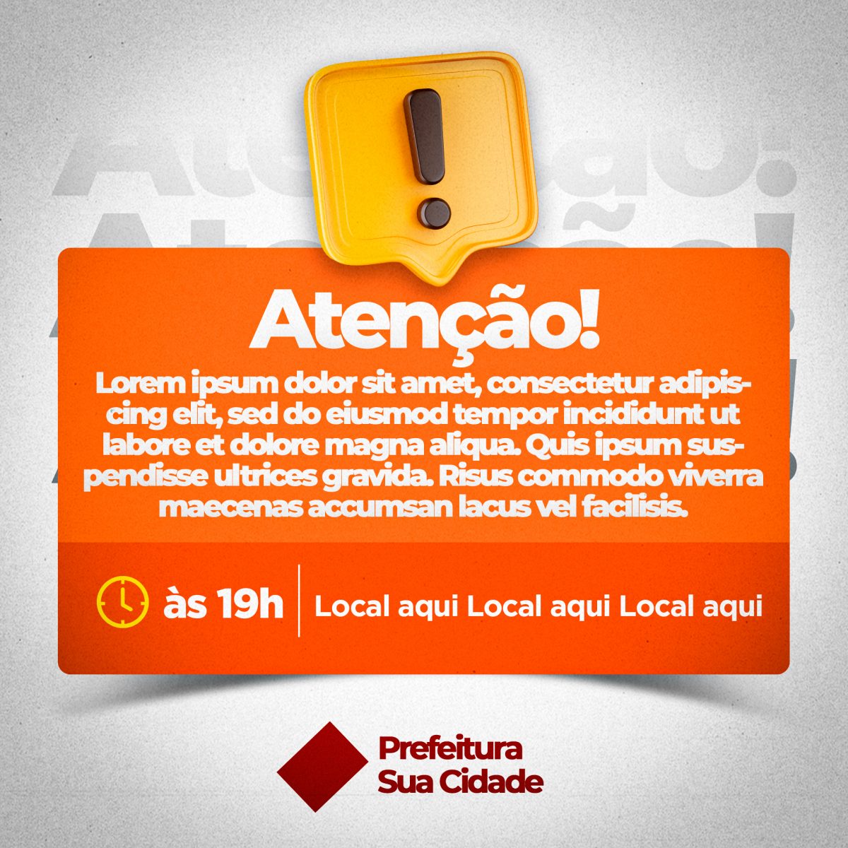Social Media Comunicado De Atenção PSD Editável