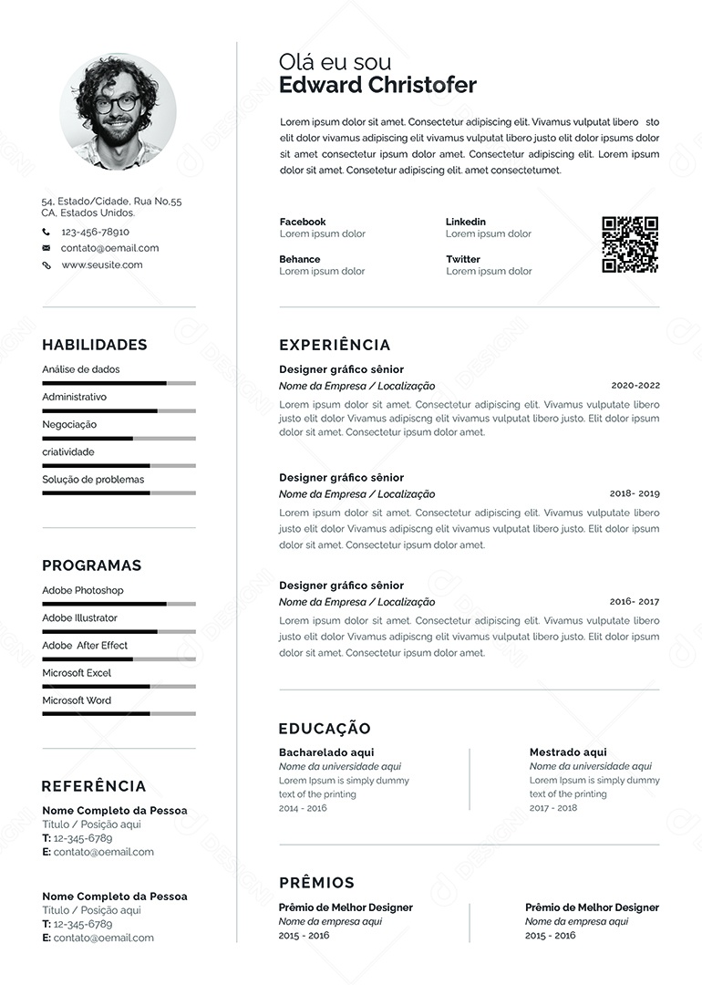 Modelo De Currículo PSD Editável