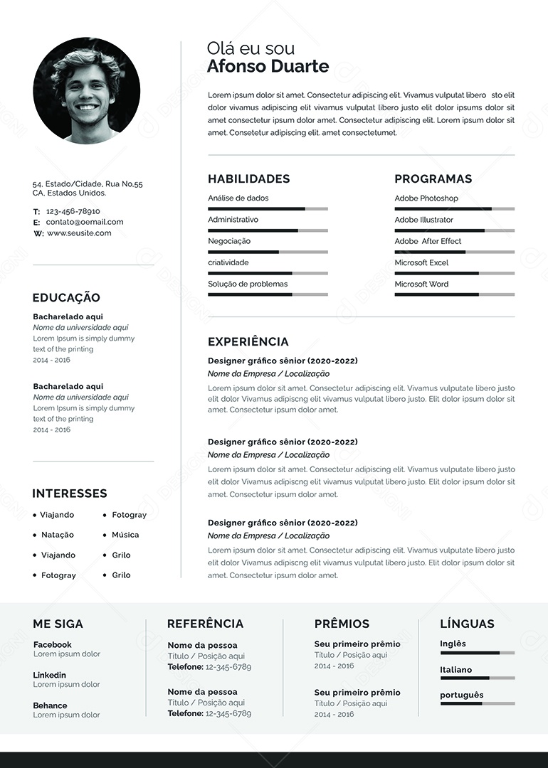 Modelo De Currículo PSD Editável