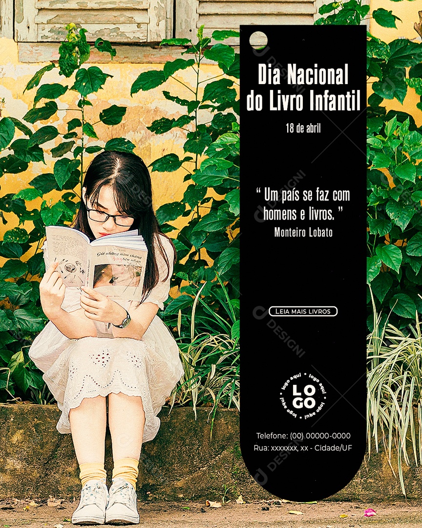 Um País Se Faz Com Homens e Livros Dia Nacional Do Livro Infantil Social Media PSD Editável