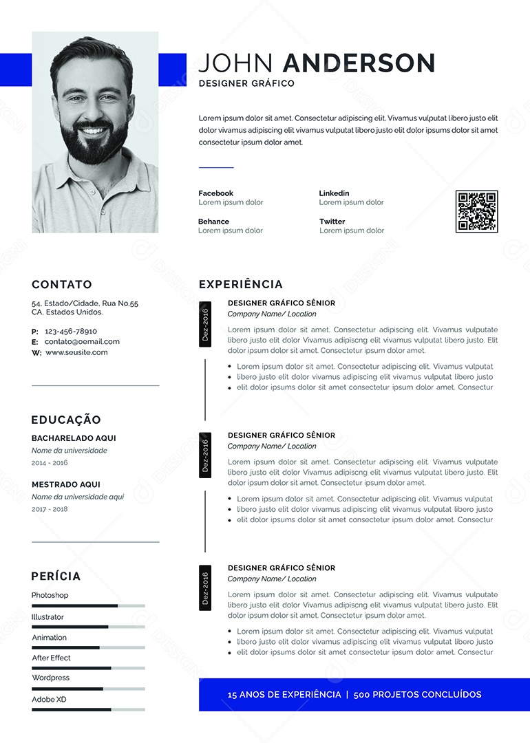 Modelo De Currículo Designer Gráfico PSD Editável