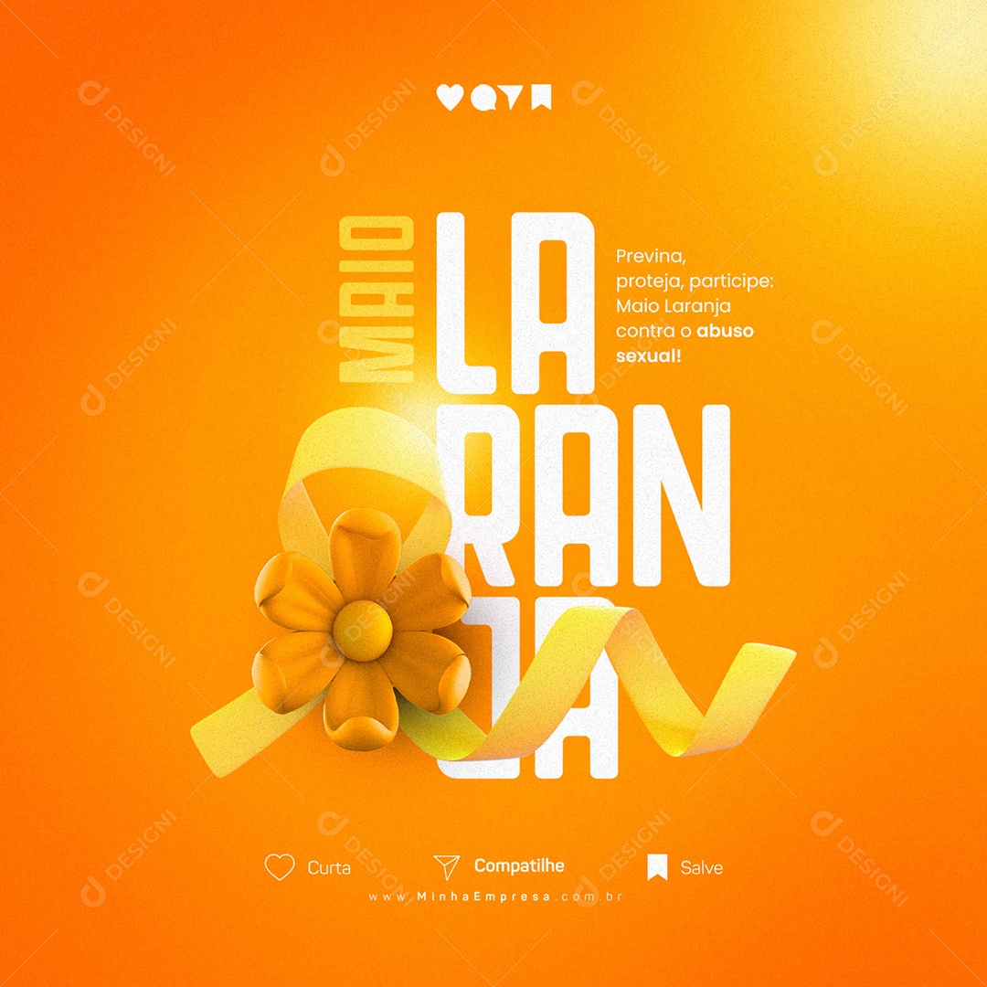 Previna Proteja Participe Participe Maio Laranja Social Media PSD Editável