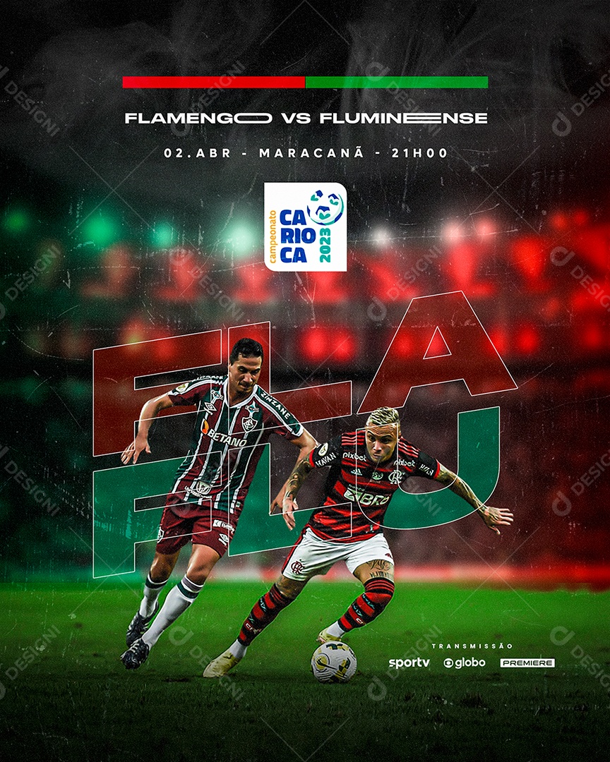 Social Media Futebol Carioca Flamengo X Fluminense PSD Editável