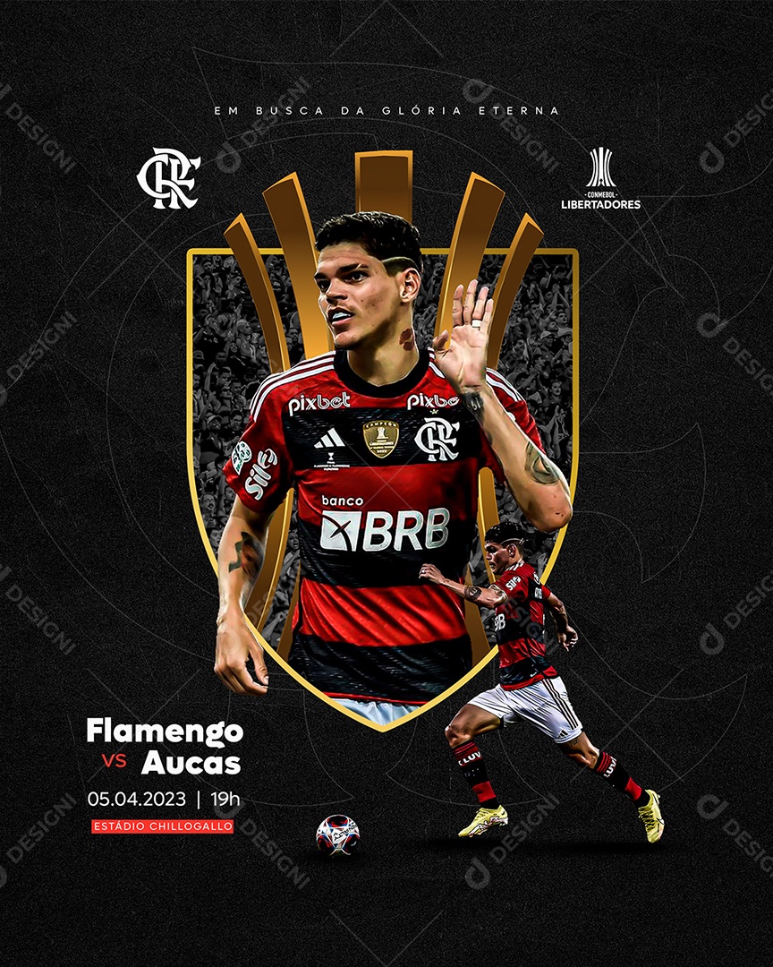 Social Media Futebol Libertadores Flamengo VS Aucas PSD Editável