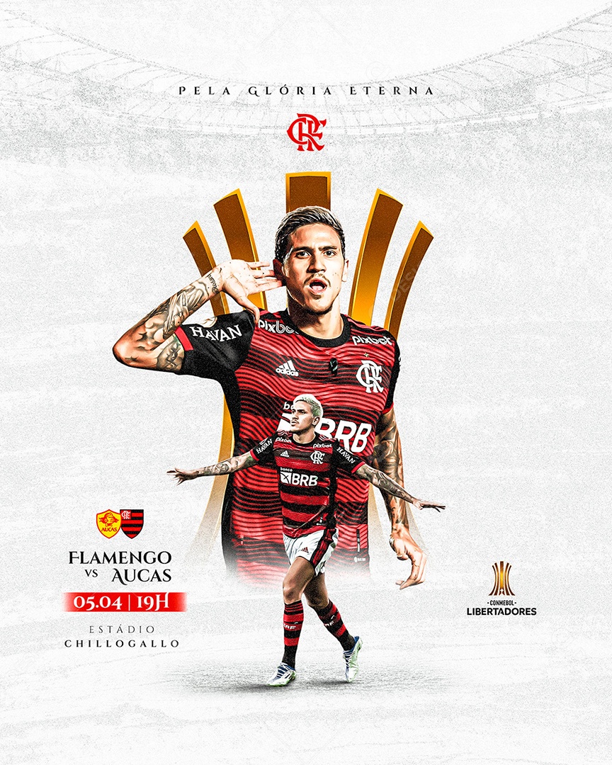 Social Media Futebol Libertadores Flamengo VS Aucas PSD Editável