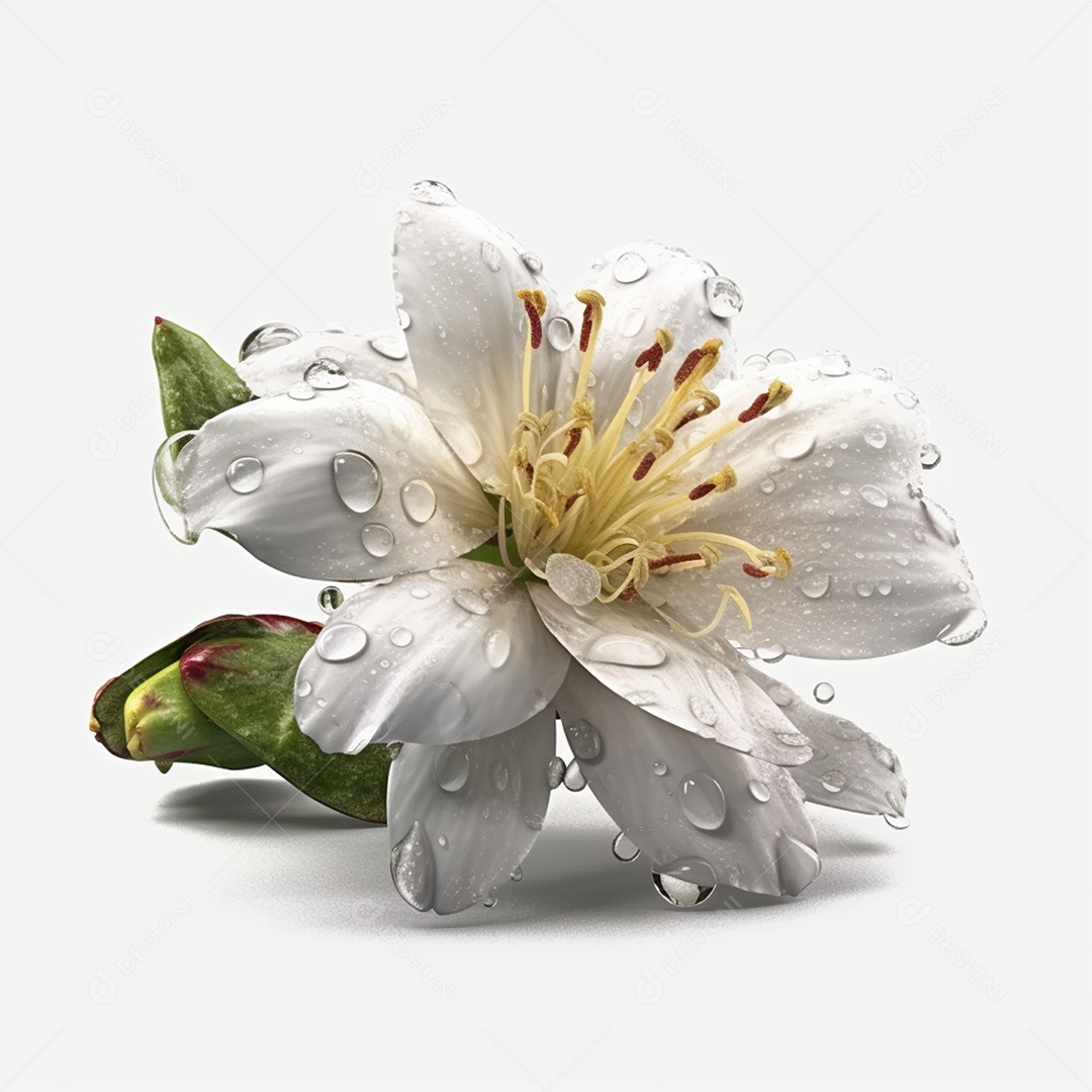 Linda flor com respingos de água