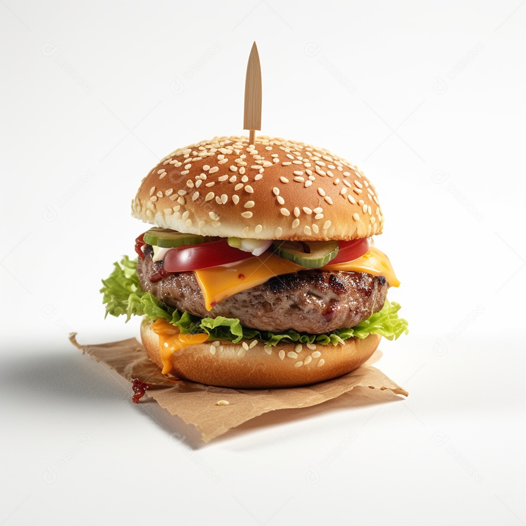 Delicioso Hamburguer sobre fundo isolado