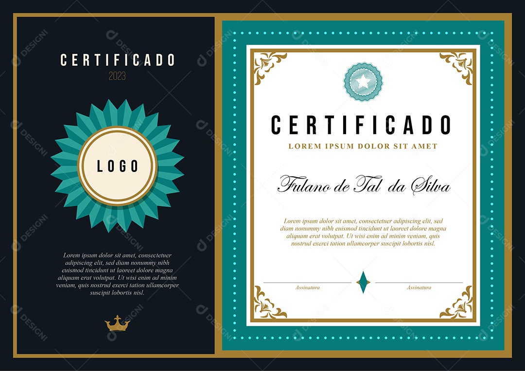 Modelo De Certificado Dourado e Azul AI + EPS