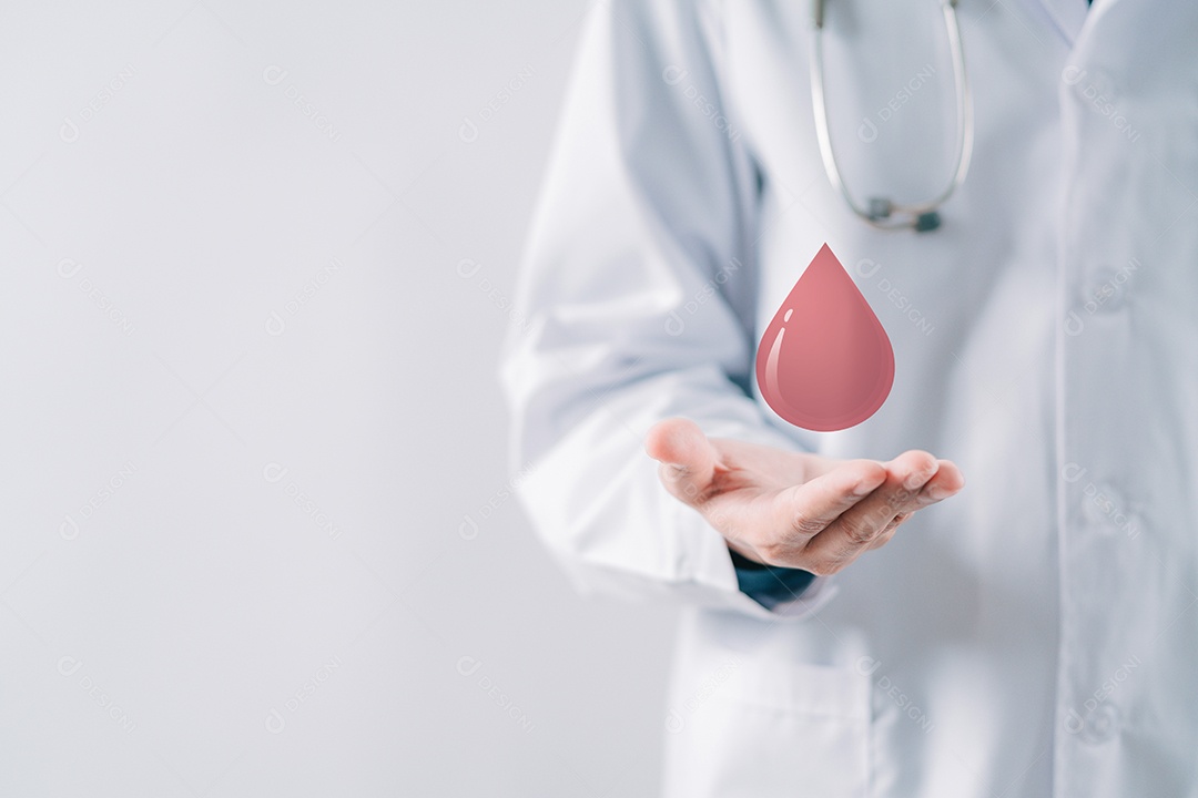 Médico em um jaleco branco recebe doação de sangue, transfusão de sangue, dia mundial do doador de sangue