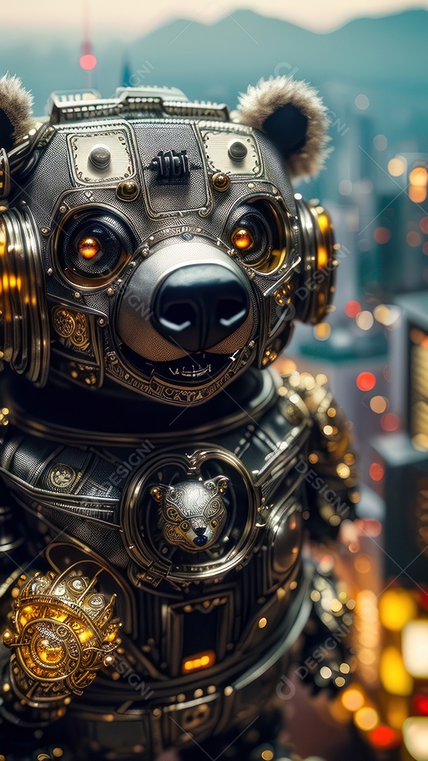 Imagem realista de criatura robótico.