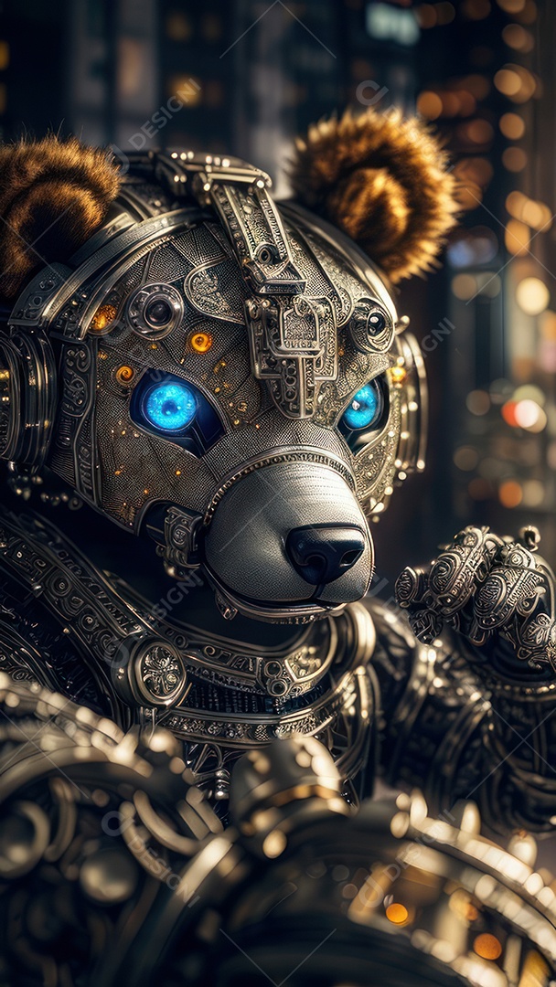 Imagem realista de criatura robótico.