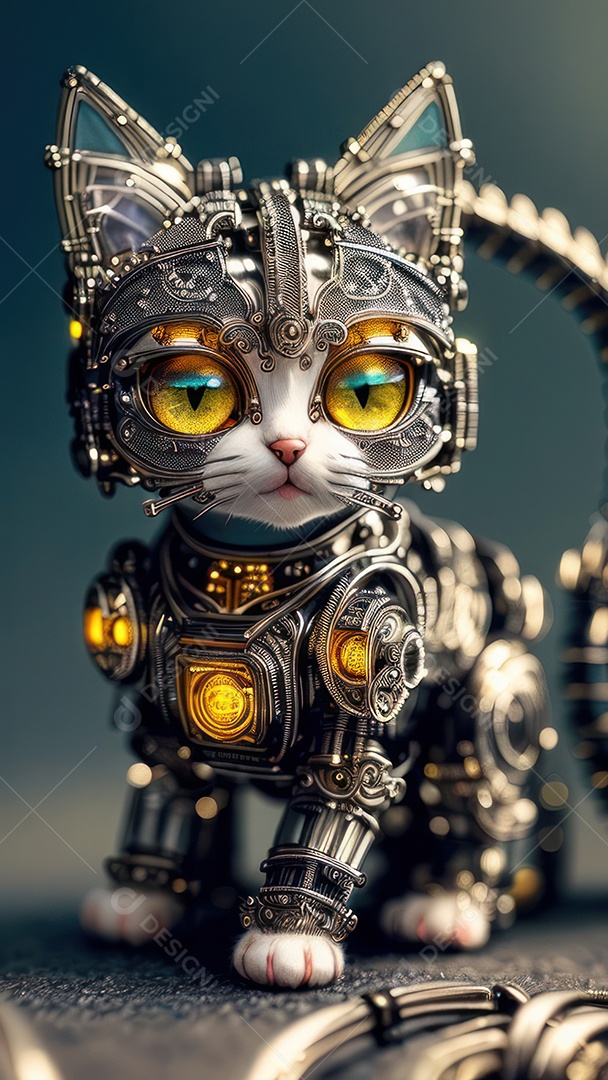 Imagem realista de criatura robótico.