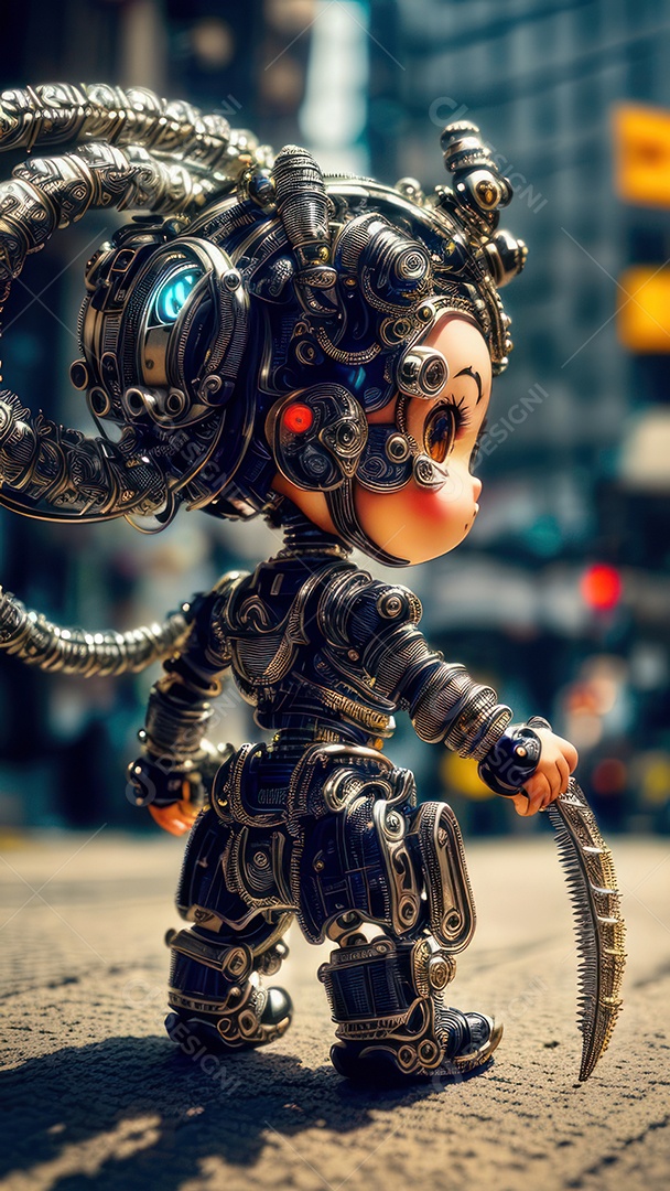 Imagem realista de criatura robótico.