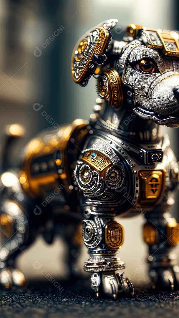 Imagem realista de criatura robótico.