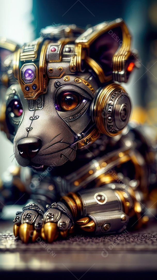 Imagem realista de animal robótico.