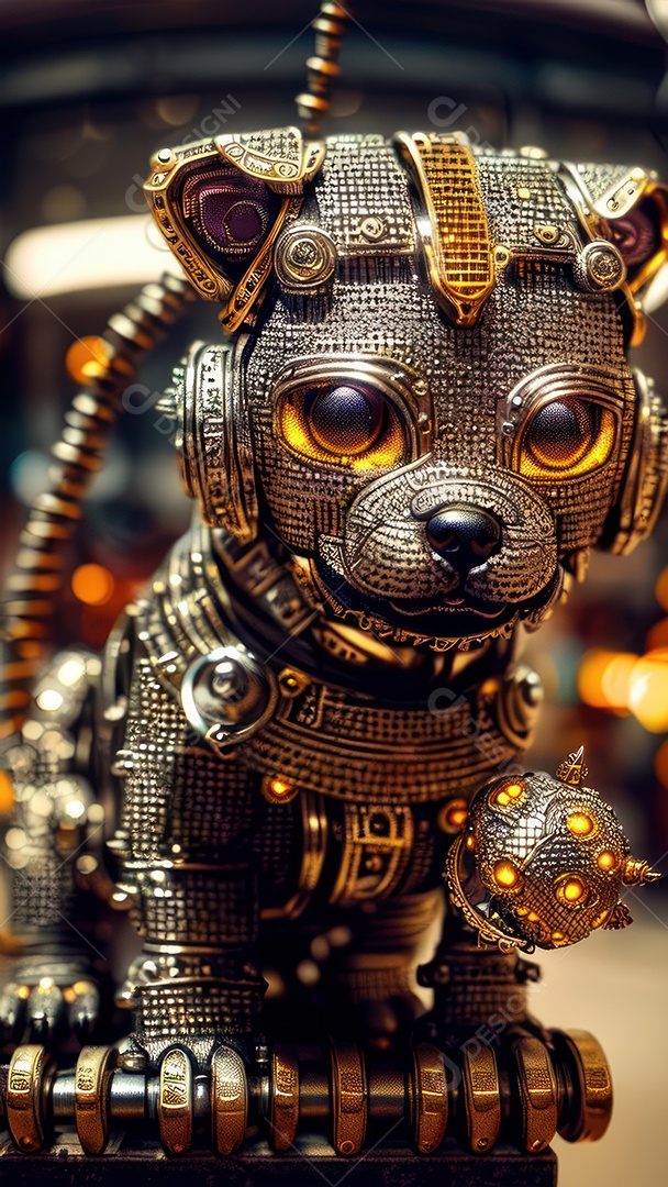 Imagem realista de criatura robótico.