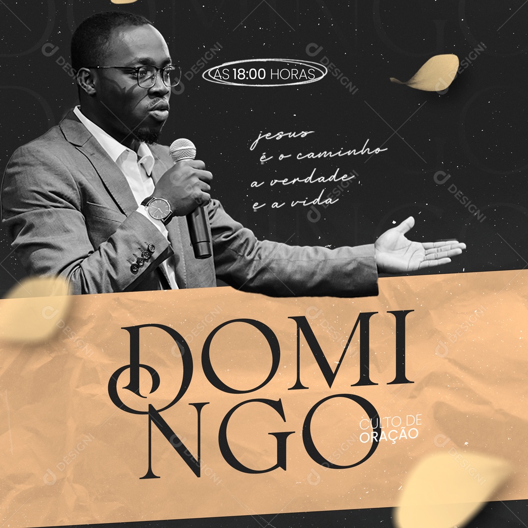 Domingo Culto de Oração Gospel Social Media PSD Editável