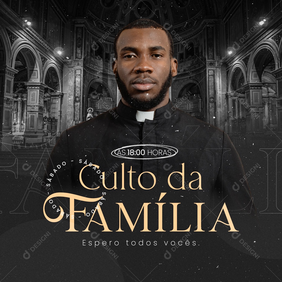 Culto da Família Gospel Social Media PSD Editável