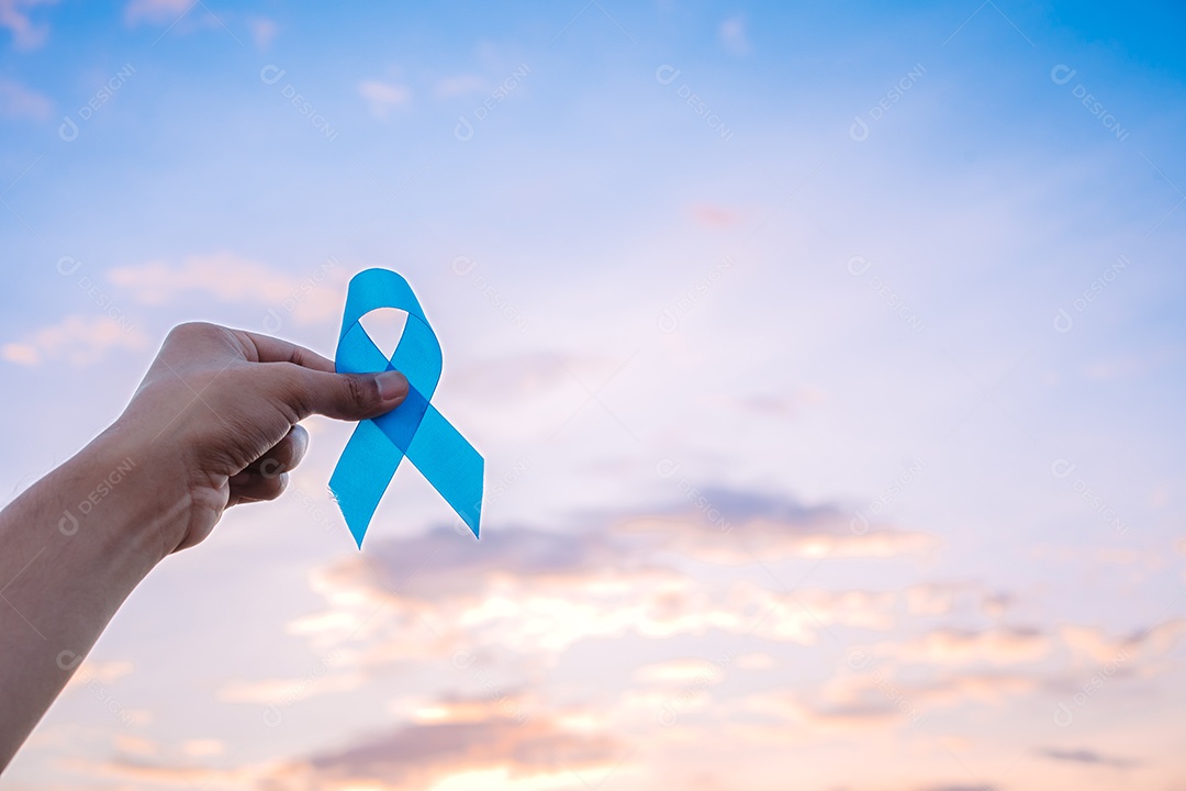 Fita azul para apoiar pessoas doentes, câncer de cólon, câncer colorretal