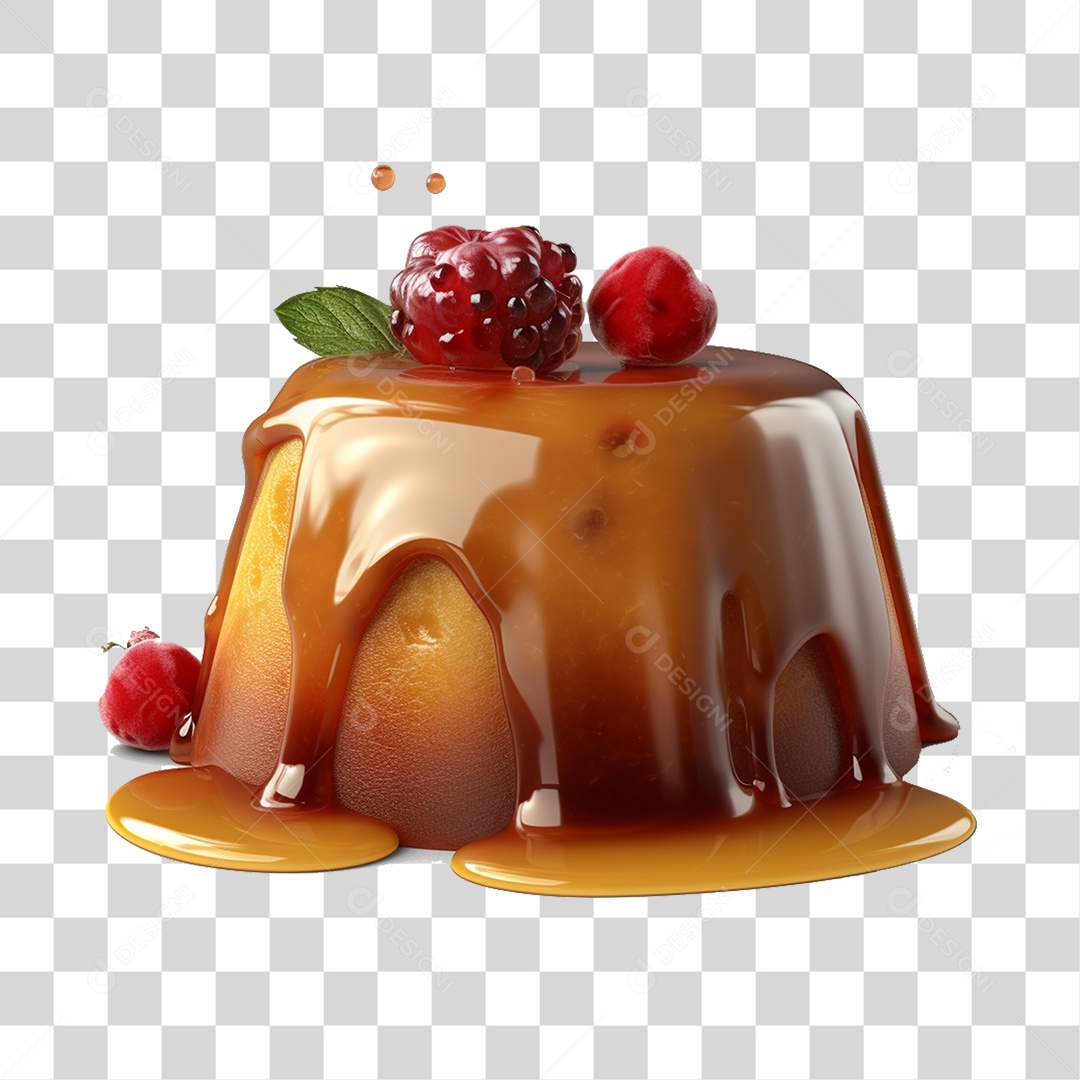 Elemento 3D Pudim Para Composição PNG Transparente