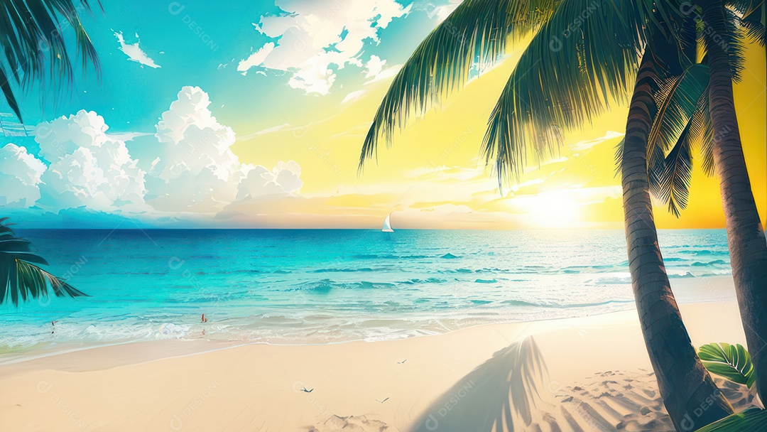 Imagem realista de uma linda praia paisagem.