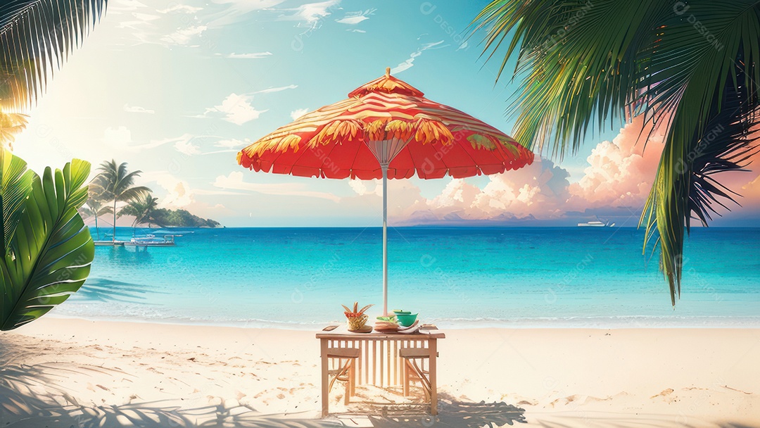 Imagem realista de uma linda praia paisagem.