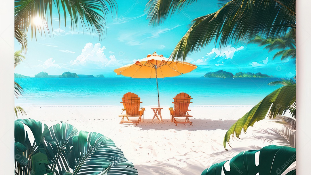 Imagem realista de uma linda praia paisagem.