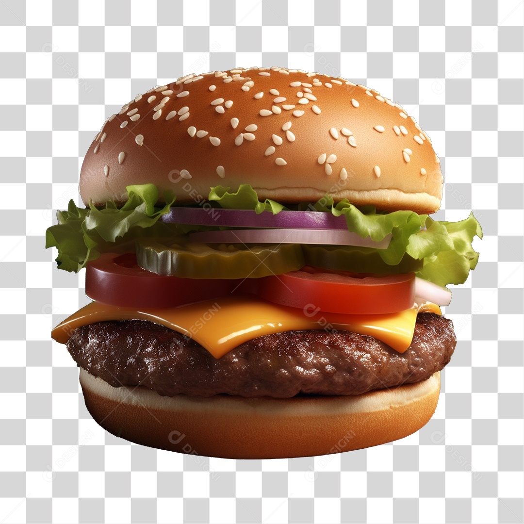 Elemento 3D Hamburger Para Composição PNG Transparente