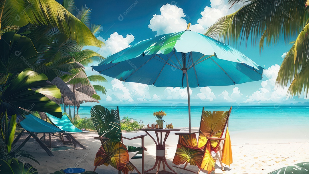 Imagem realista de uma linda praia paisagem.