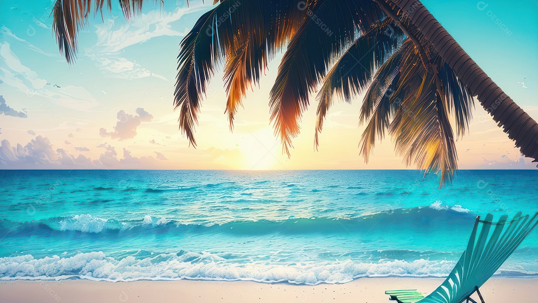 Imagem realista de uma linda praia paisagem.