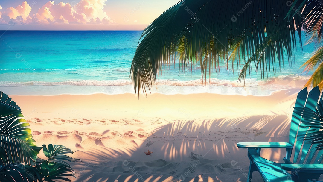 Imagem realista de uma linda praia paisagem.