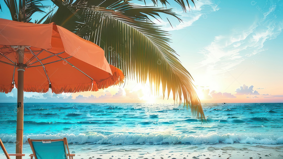 Imagem realista de uma linda praia paisagem.