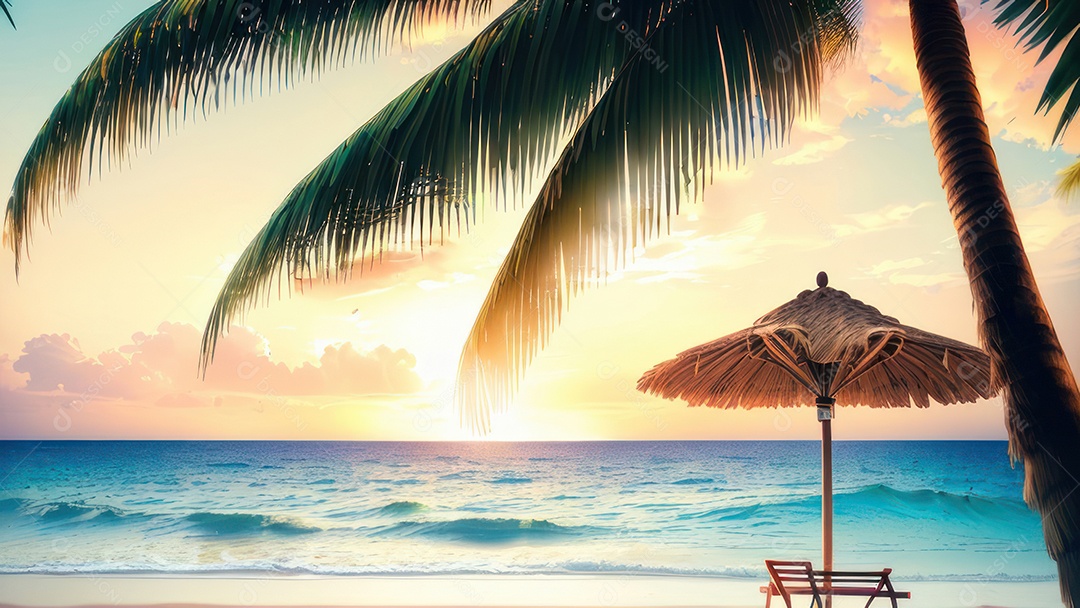 Imagem realista de uma linda praia paisagem.