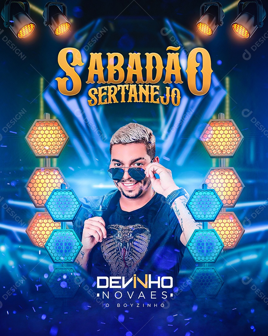 Flyer Show Sabadão Sertanejo Devinho Novaes Social Media PSD Editável