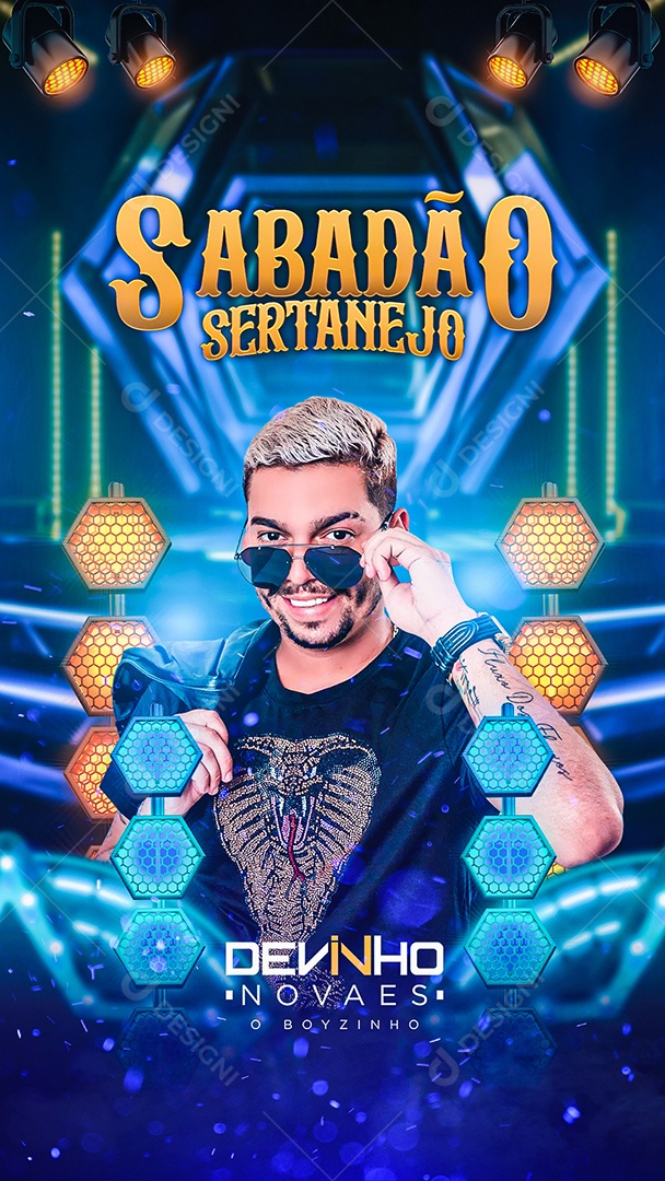 Flyer Show Sabadão Sertanejo Devinho Novaes Story Social Media PSD Editável