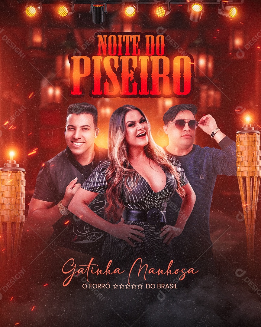 Flyer Noite do Piseiro Gatinha Manhosa Social Media PSD Eitável