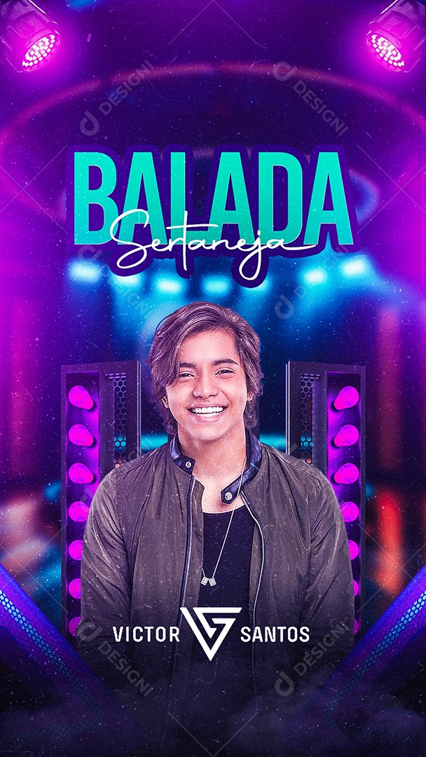 Flyer Balada Sertaneja Victor Santos Story Social Media PSD Editável