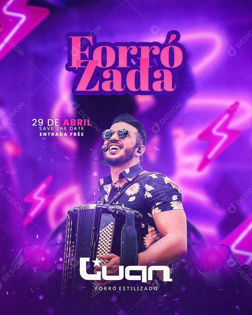 Flyer Show Forró Luan Estilizado Social Media PSD Editável