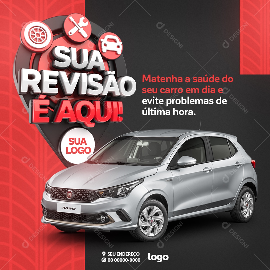 Sua Revisão É Aqui Mantenha A Saúde Do Seu Carro Auto Peças Social Media PSD Editável