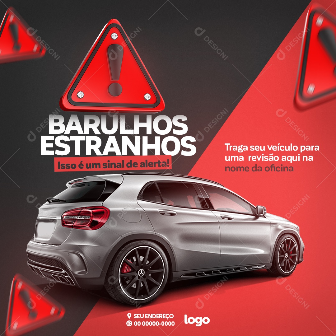 Barulhos Estranhos Isso É Um Sinal De Alerta Auto Peças Social Media PSD Editável
