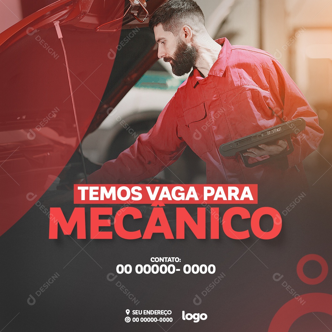 Temos Vaga Para Mecânico Auto Peças Social Media PSD Editável